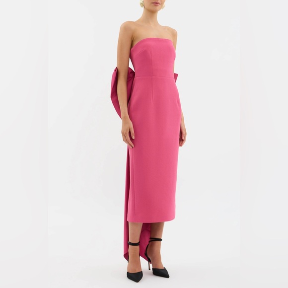Rebecca Vallance Anais Bow Midi Dress in Rose Pink Aus 6/US 2 - Picture 12 of 14